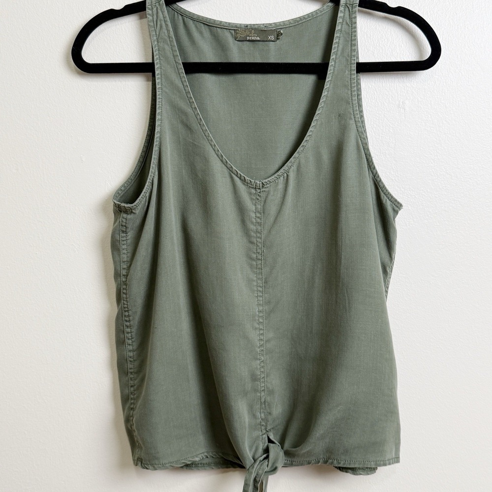 Prana Tank Top Womens XS Green Tie Front Sleeveless Casual Lightweight